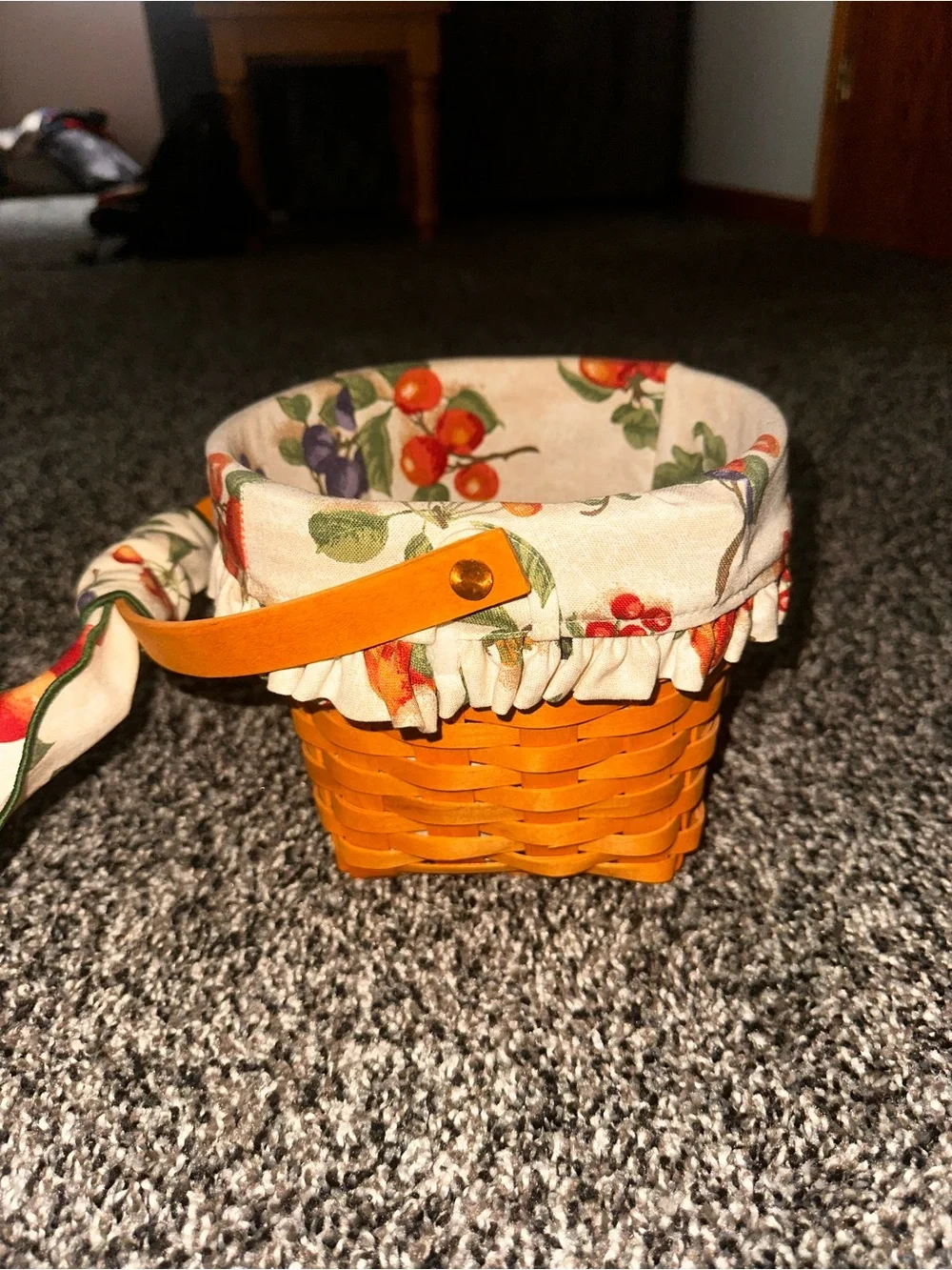 Longaberger Basket with Fruit-Print Liner